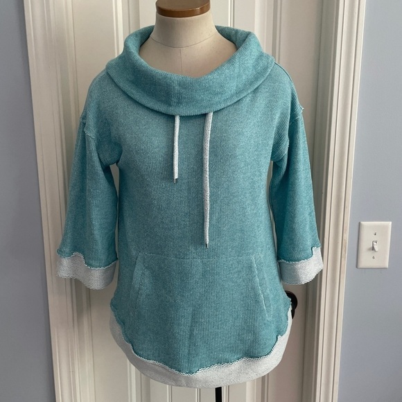 Soft Surroundings Tops - Soft Surroundings XS Santorini Shores Pullover Top Blue Casual Coastal Lounge